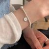 Pulseira feminina requintada estilo coreano com contas de ágata preta prateada, design de nicho que combina com tudo, presente de alta qualidade para namoradas, pulseira para atacado