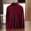 Suéter Pulôver Masculino Liso de Gola Alta Tamanho Grande Outono/Inverno 2026 Casual de Negócios para Jovens e Meia-Idade Malha de Cashmere