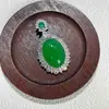 Prata Esterlina S925 Nova Calcedônia Natural Verde Gelo Alto Pingente Inlaid em Prata 18*25 Pingente de Pescoço Versátil Fashionável Exquisito