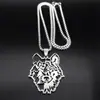 Collar Transfronterizo Europeo y Americano Personalizado Hueco Cabeza de Lobo Animal Acero Inoxidable Collar para Mujer Hombre Plata Estético Colgante Joyería