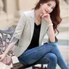 Jaqueta de Linho para Terno Pequeno Feminino Novo Estilo Coreano Manga Três Quartos Curta Fina Caimento Profissional Elegante da Moda Terno