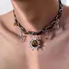 Colar Girassol Maillard Feminino Outono e Inverno Nicho Luxo Acessível Corrente para Suéter de Alta Qualidade Corrente para Clavícula Retrô Marrom