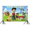 Fundo de Festa de Aniversário Infantil Temático Patrulha Canina Transfronteiriço Tecido de Decoração de Cena de Desenho Animado Patrulha Canina