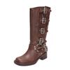 Botas femeninas muy buena combinación! Botas Mujer Estilo Americano Vintage Botas Martin Marrones Botas Altas Botas Largas Botas Vaqueras Occidentales