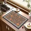 Alfombrilla de Superficie de Barro Diatomeas con Patrón Retro Transfronteriza Alfombrilla de Drenaje para Cocina Resistente al Desgaste Absorbente Antideslizante Lavable Fácil de Cuidar Posavasos