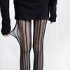 Meias Arrastão com Padrão Vertical de Losangos Meia-calça Listrada Retrô Torcida Pura Desejo Emagrecedora Meia-calça Feminina Cinza com Renda Base Meias Primavera e Outono