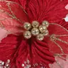 Flores de Natal em malha oca transfronteiriças, flores artificiais, decorações para árvore de Natal, flores preservadas de alta qualidade, enfeites para guirlanda de Natal