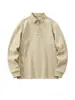 Camisa polo de manga comprida, cor sólida, popular, feita sob medida, corte solto, estilo casual, camisa polo masculina de manga comprida, design moderno e minimalista