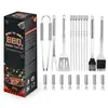 Nueva parrilla de acero inoxidable de Amazon, herramientas combinadas para barbacoa, traje para barbacoa al aire libre, traje para barbacoa