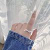 Anillo de princesa con lazo de plata de ley S925 de Niche Design Sense, diseño de celebridad de Internet, joyería ajustable con diseño de El pequeño libro rojo