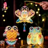 2026 Nuevo Festival de Medio Otoño Linterna de Conejo Portátil para Niños Kit de Materiales para Manualidades DIY Estilo Antiguo de Dibujos Animados Flor Brillante