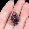 2193-15~25mm Cristal Rosa Morado Ojo de Tigre Piedra Bruta Colgante Envuelto en Alambre Material para Joyería DIY Pendientes Accesorios Venta al por Mayor