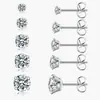 Conjunto de Brincos de Zircônia Integrada com Quatro Garras de Luxo Leve Mais Vendido Fecho Borboleta Joia para Piercing de Orelha Fabricante Atacado Cravejado