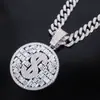 Joias Hip Hop Europeias e Americanas Novo Pingente Redondo de Marca Dourado dos EUA Alta Sensação hiphop hipster rap corrente cubana masculina