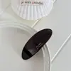 Nuevo Pinza de Resorte Ovalada de Color Sólido con Etiqueta Dorada Estilo Coreano con Textura Colorida, Accesorio para el Cabello de Moda Primavera/Verano, Pinza de Resorte Grande para el Cabello