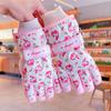Guantes de esquí para niños Sanrio Kulomi de invierno para bebés, bonitos, cálidos, forrados con vellón, gruesos, impermeables para la nieve para niñas.