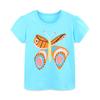 Nova Camiseta Infantil de Manga Curta para o Verão Estilo Europeu e Americano Camiseta para Meninas com Estampa de Borboleta Fornecimento Transfronteiriço Top Esportivo Infantil