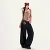 Jeans de Pierna Ancha para Mujer de la Colección Otoño 2026, con Efecto Plisado, Efecto Adelgazante, Cintura Reforzada de Doble Capa, Pantalones Largos de Mezclilla Cruda Azul