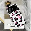 Funda de Teléfono con Película de Estampado de Leopardo en Contraste Negro y Rosa para iPhone 18 Pro, Funda Dura Brillante de Doble Capa, Funda Magnética para Apple 17 Pro