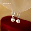 Aretes de perlas de plata de ley S925, aretes retro, aretes de diseño simple y nicho, venta al por mayor