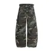 Jia Yi Ku Marca de Moda 2025 Estilo Americano Outdoor Funcional Pantalones de Trabajo Camuflados para Hombre, Corte Holgado, Falso Dos Piezas, Pantalones Casuales Desgastados