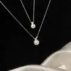 Nova Tendência Nacional Estilo Palácio Princesa Colar de Pérola de Imitação Feminino Design Simples Brilhante Diamante Pingente de Madrepérola Corrente para Clavícula