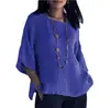 Envio no mesmo dia 2022wisheaby Amazon nova jaqueta camisa feminina de algodão e linho com manga de sete quartos e gola redonda para comércio exterior
