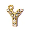 Pingente de Aço Inoxidável com 26 Letras Inglesas Cravejadas de Diamante DIY para Mulheres A-Z Brincos Pulseira Colar Pingente de Joia em Aço Titânio