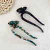 Horquilla de acetato de mariposa en forma de U para moño con cabeza de bola, estilo antiguo, combinable con todo, horquilla de plástico, accesorios para el cabello, venta al por mayor
