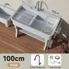 Fregadero de lavandería de piedra de cuarzo con tabla de lavar para uso interior y exterior, adecuado para patios de villas en planta baja y lavaderos de áticos, fregadero y lavabo integrados