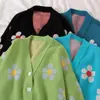 2026 Amazon Otoño e Invierno Nuevo Casual Floral Tejido Chaqueta Suelta Cuello en V Suéter Cárdigan Top Corto para Mujer