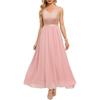 Vestido de Noite Europeu e Americano 2026 Novo Estilo Decote V Elegante Vestido de Madrinha Aplicação de Renda Chiffon Longo Formal Vestido de Cintura Alta