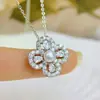 Brincos de Trevo de Quatro Folhas com Pérolas Naturais, Brincos de Flor de Pérola, Anel Versátil de Zircônia Microincrustada de Alta Qualidade, Colar, Mia