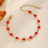 Pulsera de Acero Inoxidable Dorada Real con Forma de Corazón Pulsera con Símbolo de Infinito Pulsera de Cruz para Mujer Transfronteriza Europea y Americana Roja de Alta Gama Pulsera de Año Nuevo