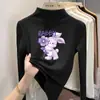 Ropa interior básica para niñas con forro polar de otoño e invierno, camiseta de manga larga cepillada para niños, cuello semi-alto, top cálido para niños mayores