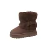 Botas de Neve 24 Femininas Tamanho de Exportação 43 Grande Forradas com Lã Pelo Quente Plataforma Sapatos de Algodão Sem Salto Botas de Algodão