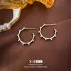 Nuevos Pendientes de Zirconia Estilo Chino Bambú Forma de C, Pendientes Versátiles Minimalistas de Nicho, Pendientes de Diseño de Nicho