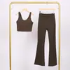 Conjunto de Chaleco Lulu U y Pantalones Acampanados, Ajustado con Cuello Alto, Cremallera Dorada Elástica, Conjunto para Fitness Yoga