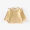 [Sem Trocas ou Devoluções] Camiseta Básica Estilo Coreano para Meninas 2026 Nova Tendência de Primavera Camiseta com Renda para Bebês