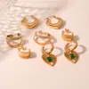 Europa y Estados Unidos INS18K chapado en oro real forma geométrica circón retro Joker pendientes de acero inoxidable pendientes en stock al por mayor