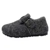 Venta Caliente Transfronteriza Otoño/Invierno Completamente Cubiertos Zapatos de Algodón Birkenstock para Mujer Hebilla Metálica Felpa Talla Grande Cálidos Suela Plana Suave Suministro Directo de Fábrica