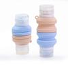 Nova garrafa dobrável de silicone retrátil portátil para viagem com cabeça dupla e silicone macio