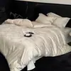 Conjunto de quatro peças 100S de alta contagem de fios, todo em algodão, bordado de luxo leve, puro algodão, jacquard de algodão de fibra longa, confortável para dormir nu, roupa de cama para todas as estações