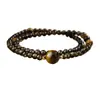 Pulsera Doble Círculo de Obsidiana Natural Piedra Ojo de Tigre Amarillo para Hombres y Mujeres Disco Simple Nuevo Estilo Chino Pulsera Joyería Regalo
