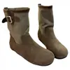 Botas femininas de couro legítimo de cano curto com salto oculto, coleção outono/inverno 2026, botas de cowboy marrom retrô, botas robustas, estilo deserto, e botas de cavaleiro
