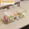 Caja de almacenamiento transparente de cuatro compartimentos para accesorios para el cabello, organizador de escritorio para pasadores, pinzas y ligas para el cabello de niños, con tapa y caja de almacenamiento a prueba de polvo