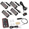 Luz LED de rejilla para coche de uno a cuatro, luz intermitente 48 LED, luz de advertencia de rejilla central, luz estroboscópica de alto brillo 4 x 12 LED
