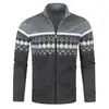 Novo cardigã com gola alta masculino jaqueta fina de fleece suéter casual solto cardigã de malha com jacquard coreano casaco slim