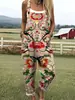 Pantalones de tirantes casuales de verano con estampado floral digital 3D para mujer, transfronterizos de Amazon Europa y América