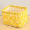 Cesta de Almacenamiento de Escritorio de Tela con Mango Portátil de Algodón y Lino Cesta de Almacenamiento Organizador de Artículos Varios de Escritorio Tela para Ropa Pequeña